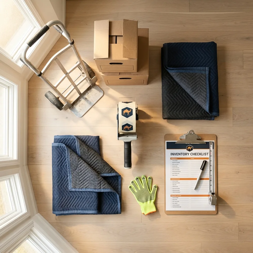 Professional moving supplies and packing materials layout for Luna Pier residential relocations