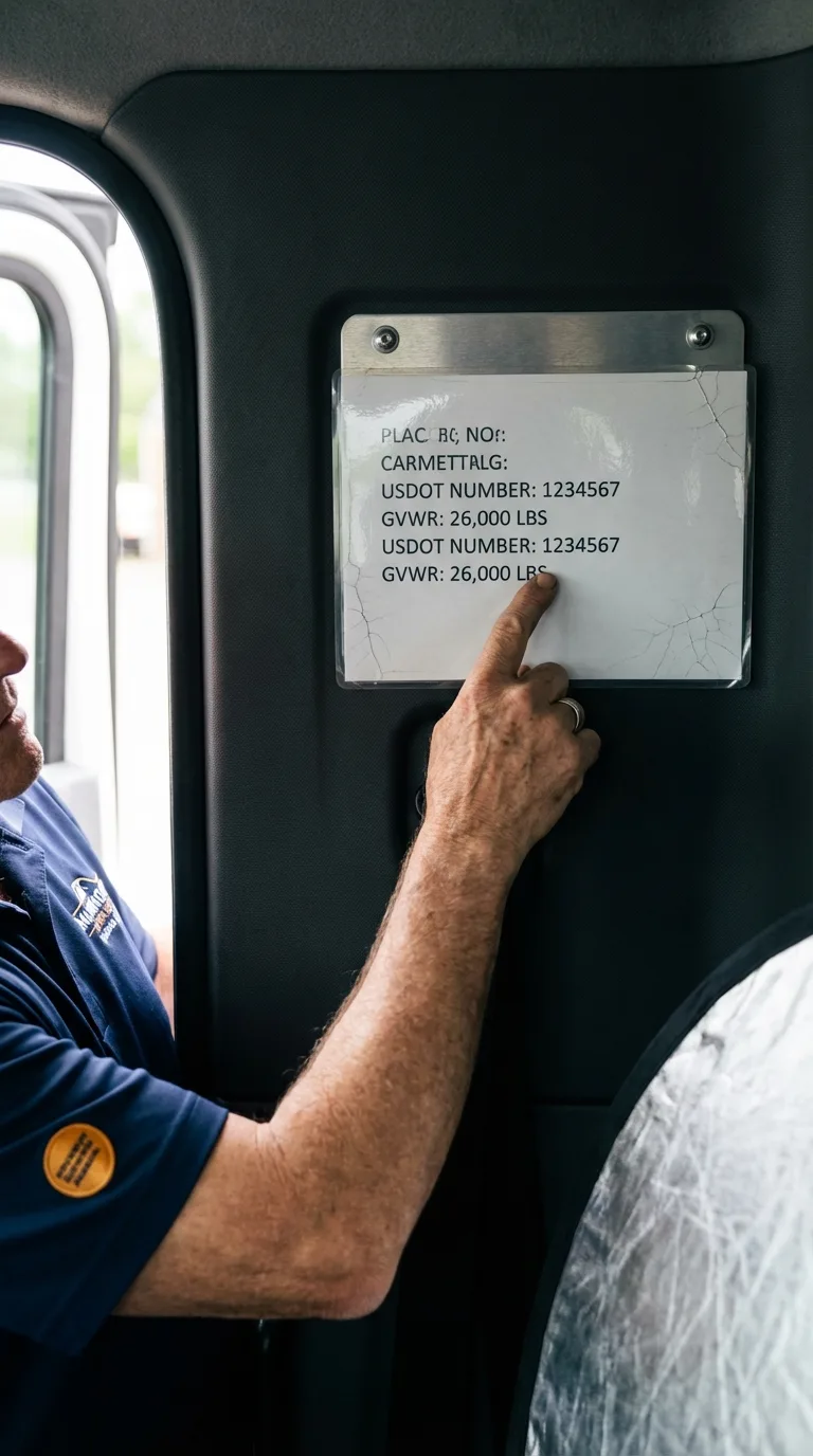 USDOT licensing placard verification in Luna Pier